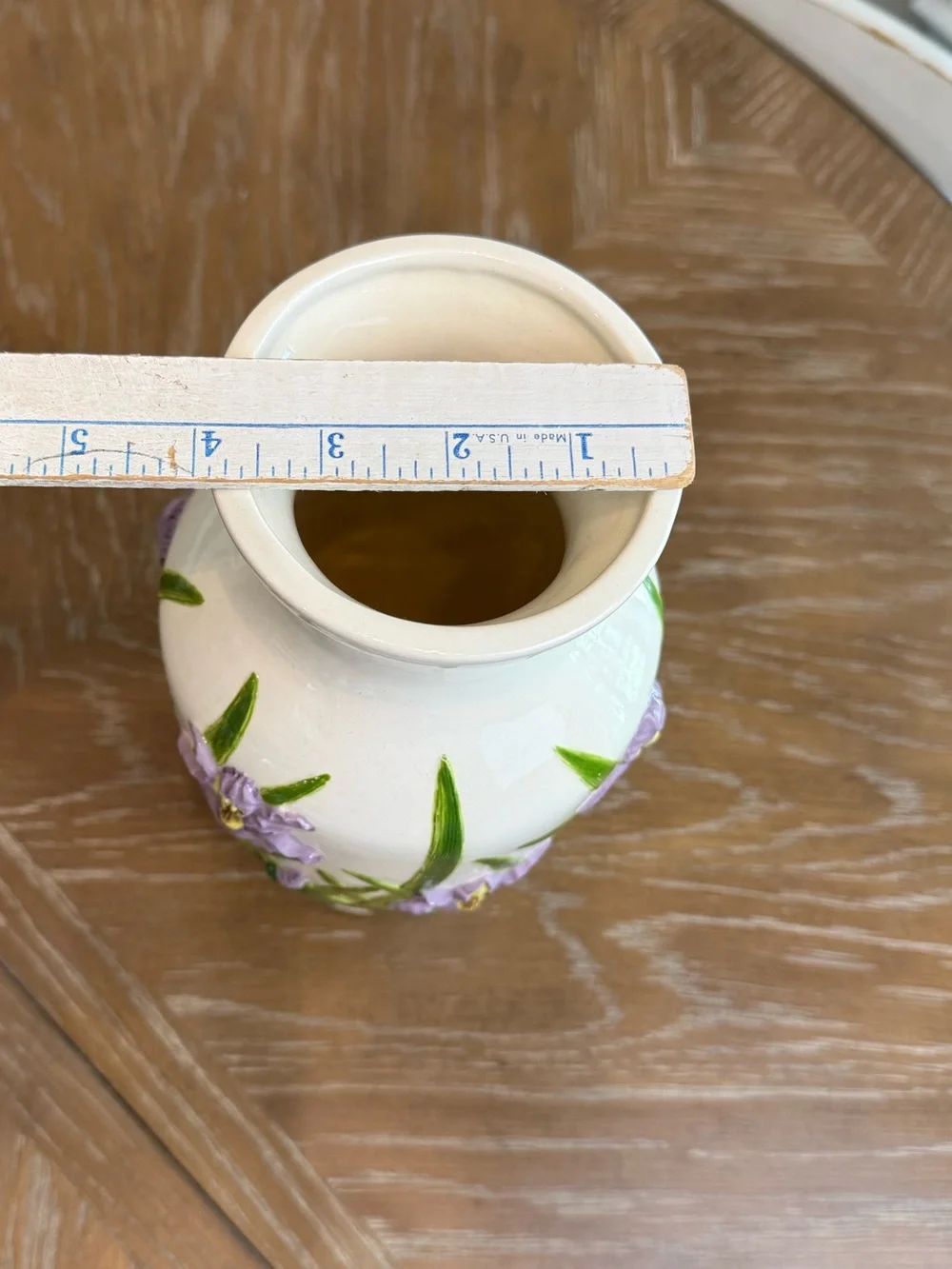 Ceramic White Vase with 3D Purple irises Floral